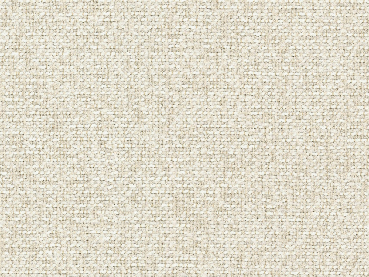 Weisses 4er Sofa Kate von Micadoni mit strukturiertem Bouclé-Stoff, schwarzen Kunststoffbeinen und breiter Sitzfläche.