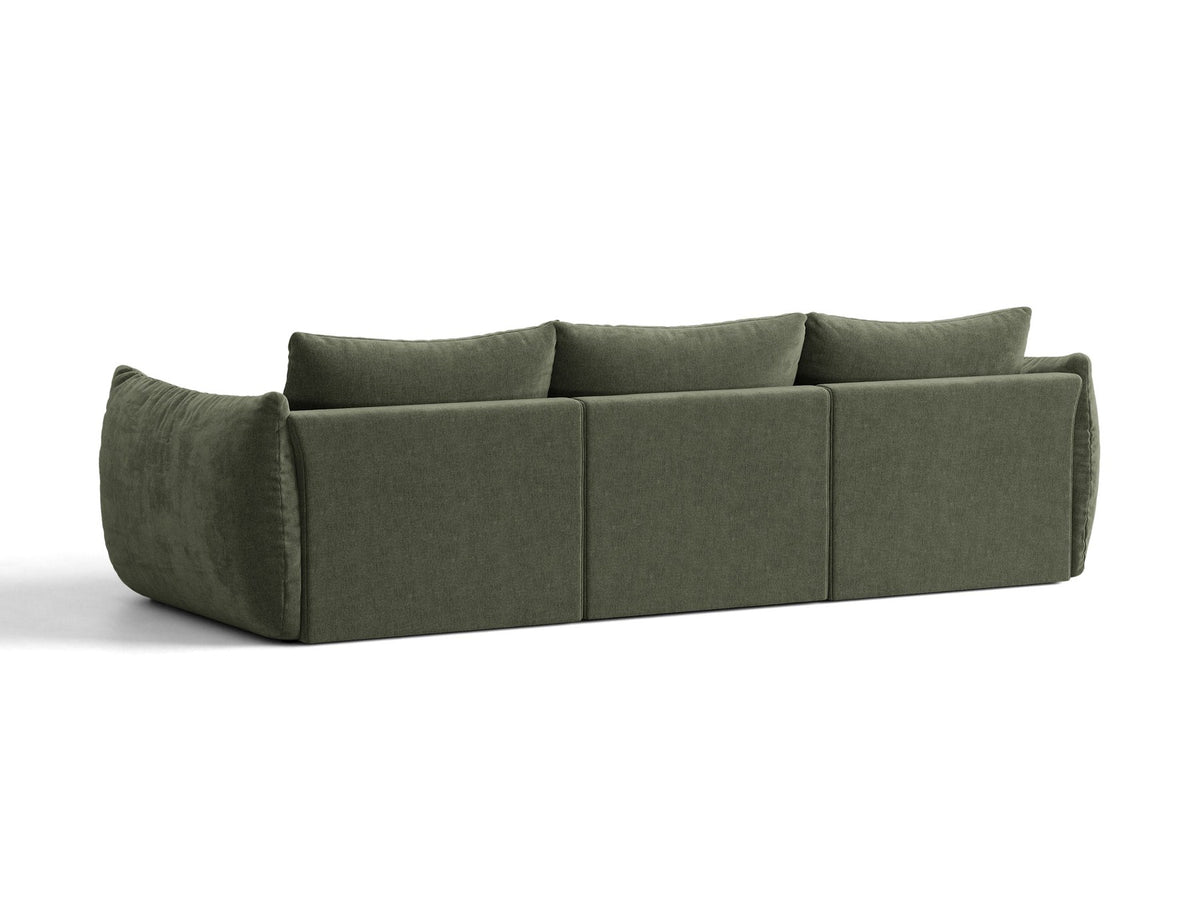 Modulares 4er Sofa Bloom von Micadoni in leichtem Beige, Bezug aus Casino-Velours, schwarze Kunststoffbeine, gepolsterte Rückenkissen.