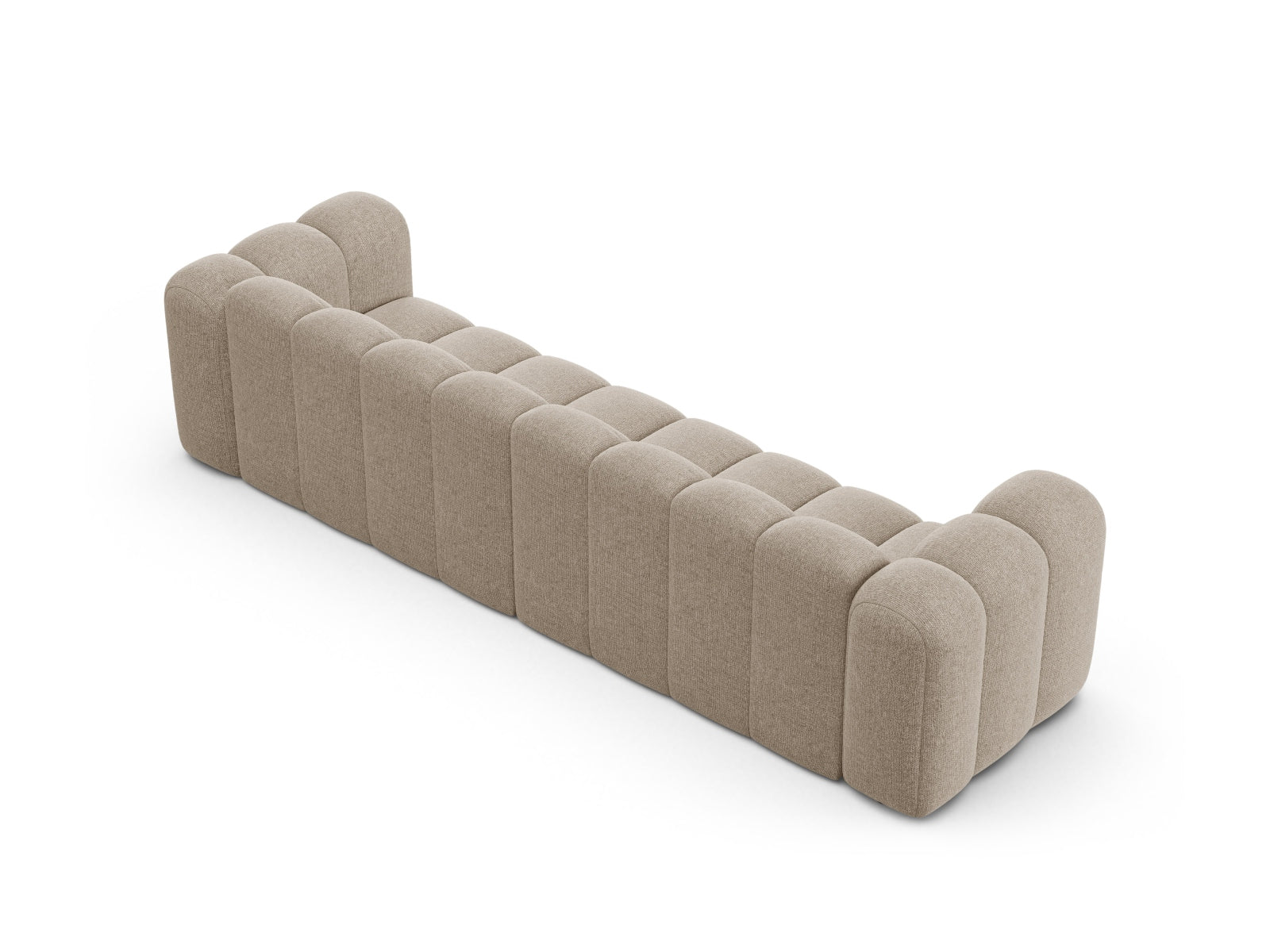 Modulares 4-Sitzer Sofa Lupine in edlem Dunkelbeige, perfekt für stilvolle Wohnzimmer und entspannte Zusammenkünfte.