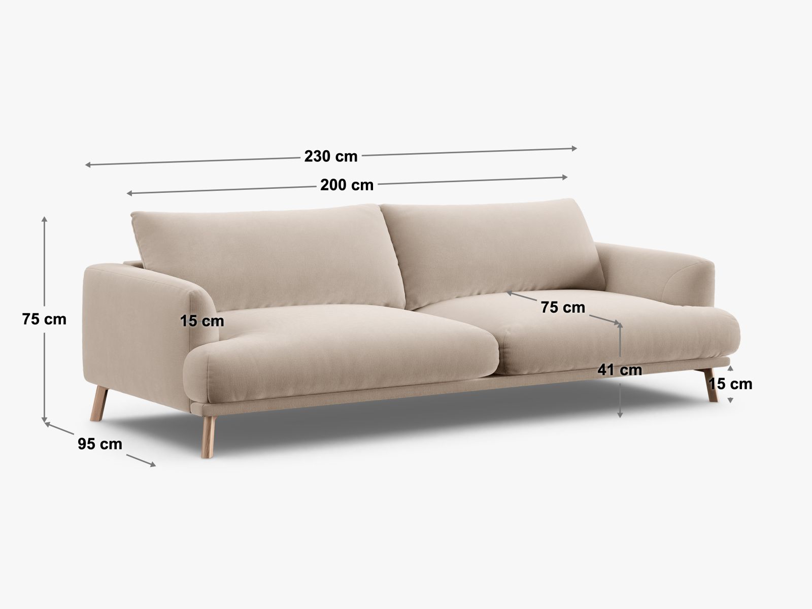 Modernes 4-Sitzer Sofa Naomi in edlem Cappuccino-Liberty, perfekt für stilvolle Wohnzimmer und gemütliche Abende.