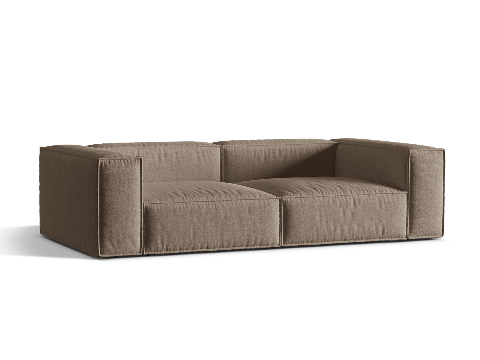 Elegantes 4-Sitzer Sofa Nuria in stilvollem Cappuccino-Liberty, ideal für moderne Wohnräume, erhältlich bei KAQTU Design AG.