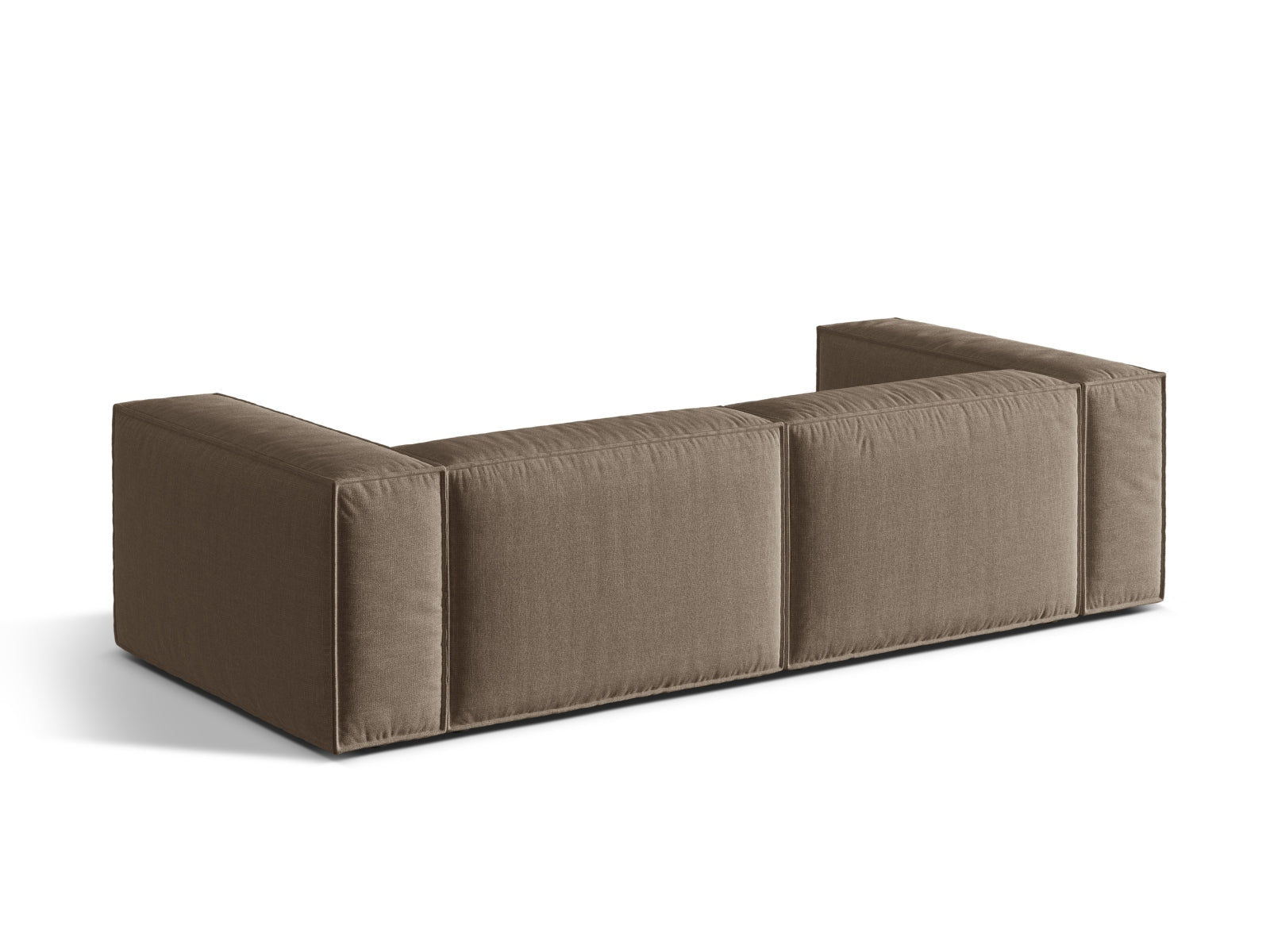 Elegantes 4-Sitzer Sofa Nuria in luxuriösem Cappuccino-Liberty, ideal für moderne Wohnräume und gesellige Stunden mit Freunden.