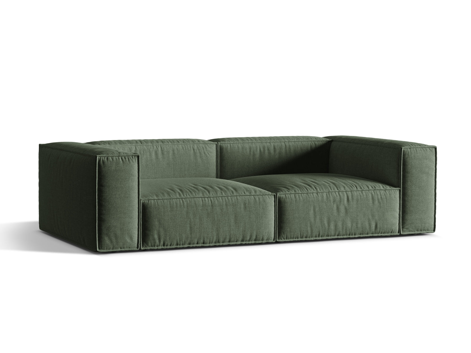 Elegantes 4-Sitzer Sofa Nuria in einem stilvollen Mossgrün, ideal für moderne Wohnräume, erhältlich bei KAQTU Design AG.