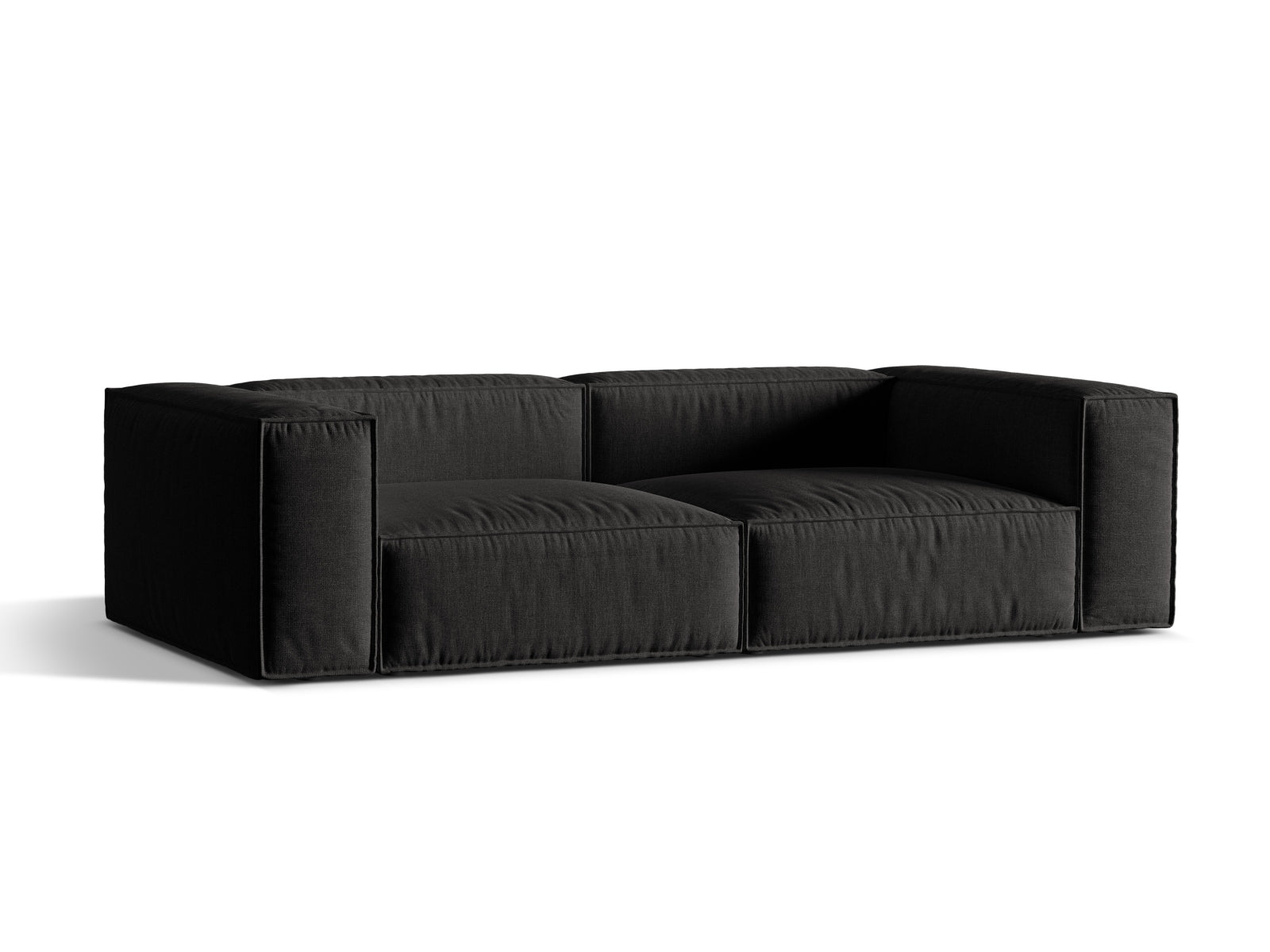 Elegantes 4-Sitzer Sofa Nuria in stilvollem Schwarz, ideal für moderne Wohnräume, erhältlich bei KAQTU Design AG.