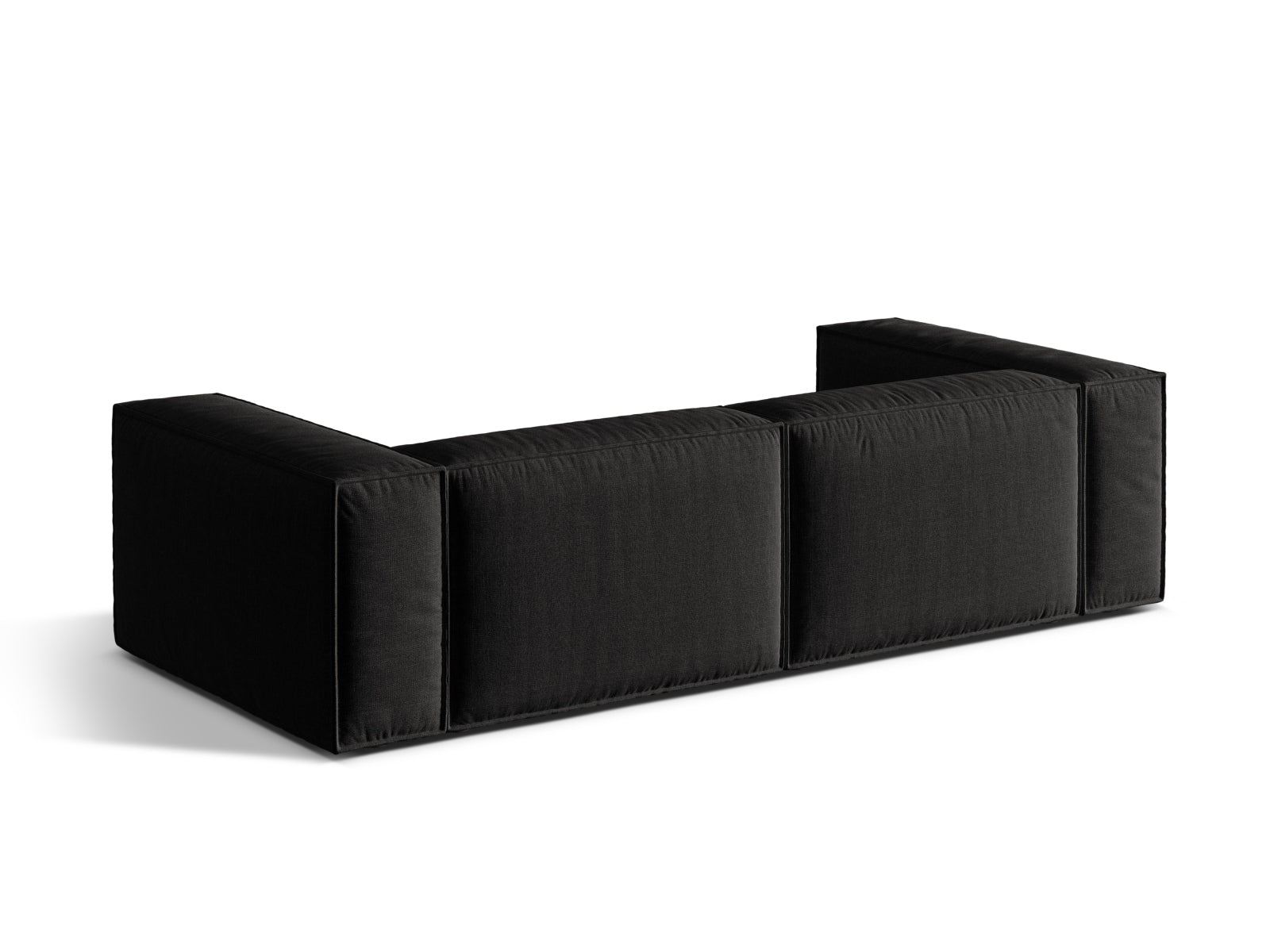 Elegantes 4-Sitzer Sofa Nuria in zeitlosem Schwarz, ideal für komfortable Wohnräume und entspannte Stunden, erhältlich bei KAQTU Design AG.