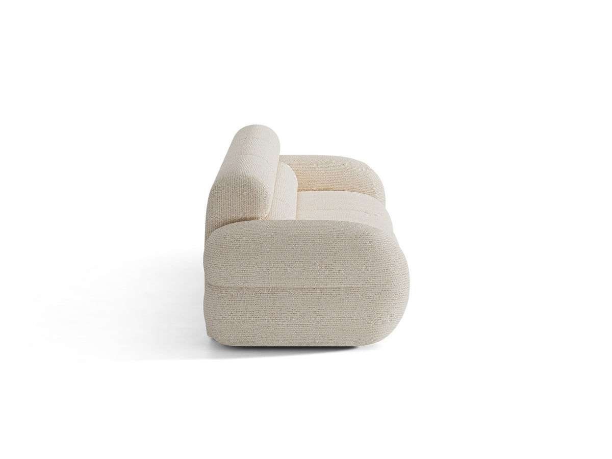 Modulares 4er Sofa Neo von Micadoni in dunklem Olivgrün mit strukturiertem Stoffbezug, hoher Rückenlehne und schwarzen Kunststoffbeinen.