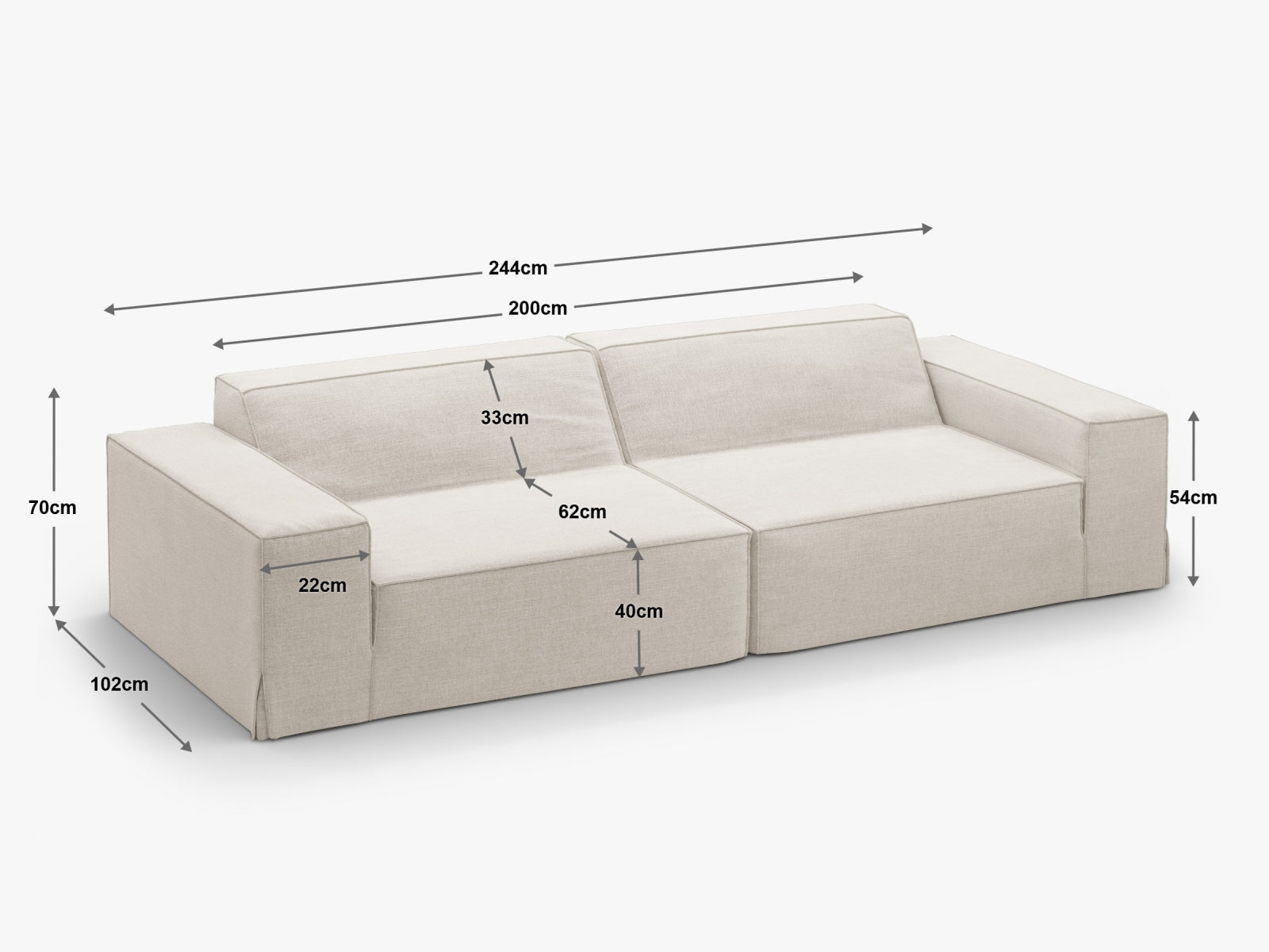 Jodie Modular Sofa 4 Sitzer mit abnehmbaren Bezug in Sand-LINS präsentiert im Onlineshop von KAQTU Design AG. 4er Sofa ist von Micadoni
