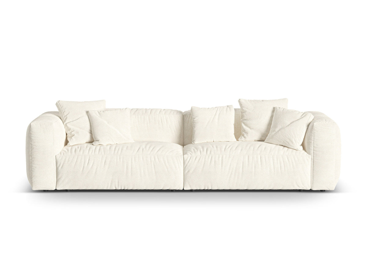 Modulares 4-Sitzer Sofa Martina von Micadoni, Bezug in Anthracite-Monet Bouclé-Stoff, gerade Form mit schwarzen Kunststoffbeinen.