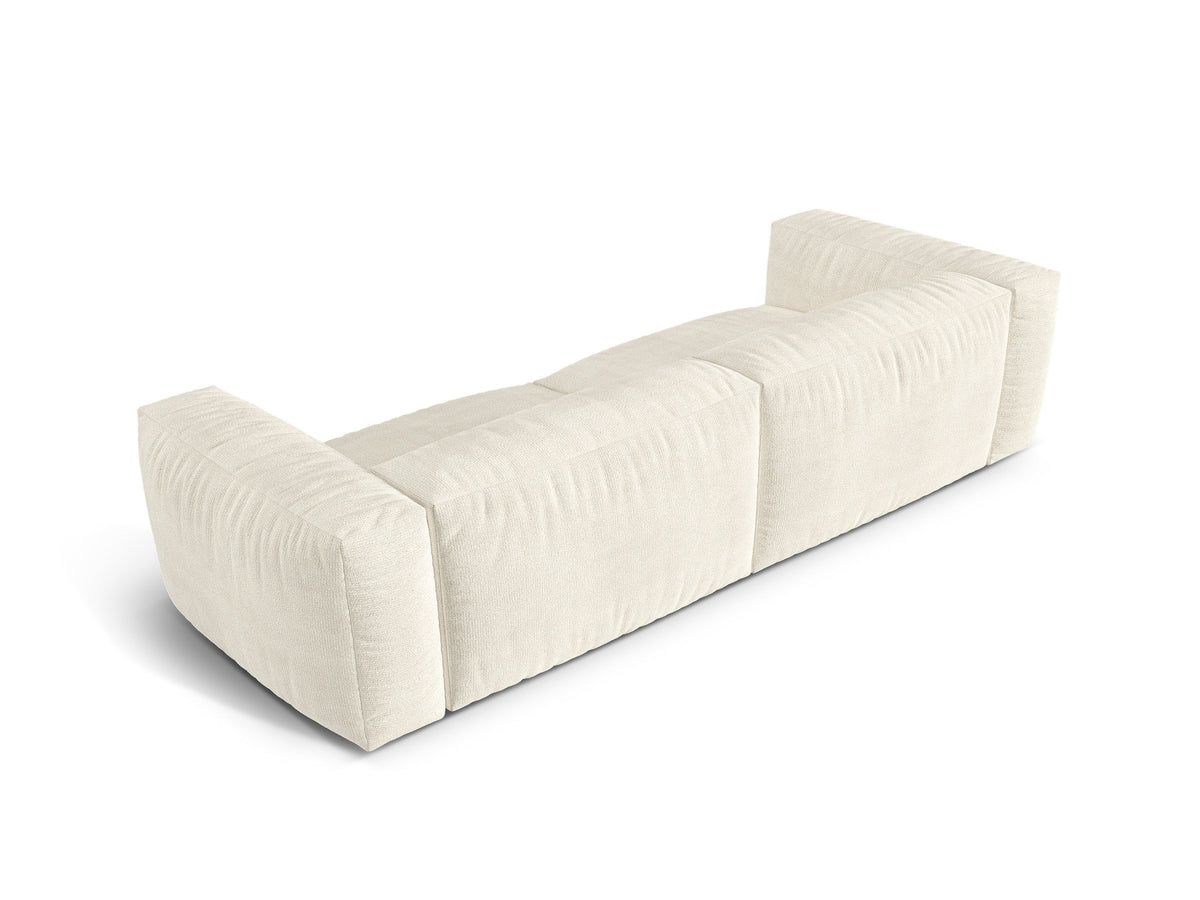 Modulares 4-Sitzer Sofa Martina von Micadoni, Bezug in Anthracite-Monet Bouclé-Stoff, gerade Form mit schwarzen Kunststoffbeinen.