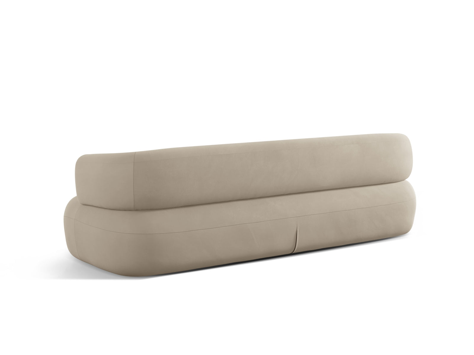 Stilvolles 4-Sitzer Sofa Jenny aus weichem Velours in zartem Beige, perfekt für moderne Wohnzimmer und entspannte Stunden.