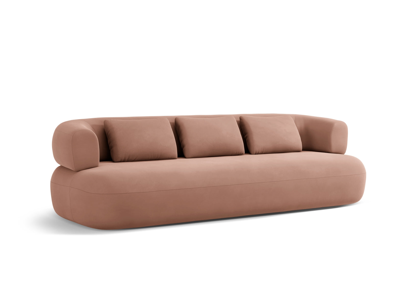 Gemütliches 4-Sitzer Sofa Jenny aus Velours in ansprechendem Terracotta, perfekt für moderne Wohnkonzepte von Micadoni.