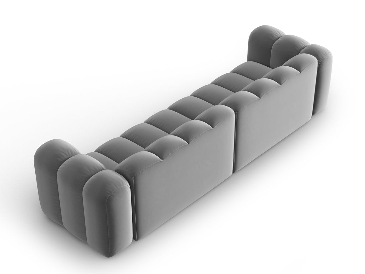 Lupine Velour modulares Sofa 4 Sitzer in Grey-Salvador präsentiert im Onlineshop von KAQTU Design AG. 3er Sofa ist von Micadoni