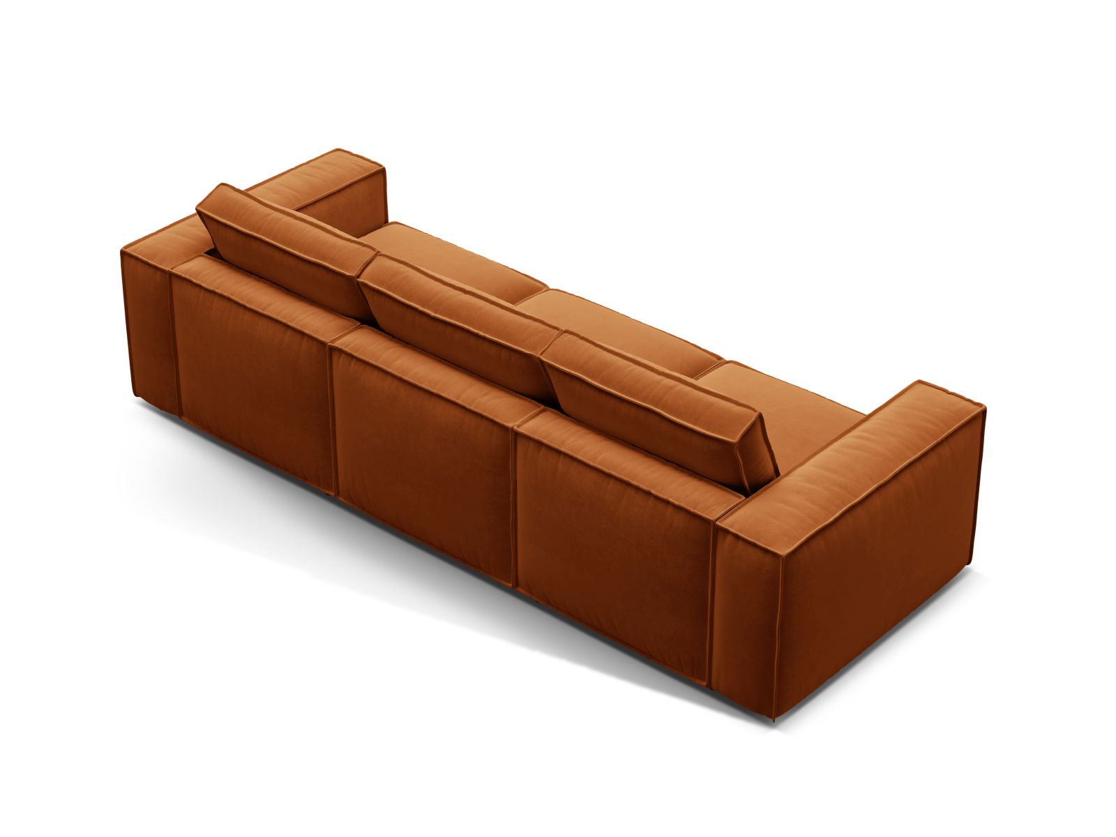 Elegantes 4-Sitzer Sofa Pola in warmem Terracotta, ideal für stilvolle Wohnräume und gesellige Abende mit Freunden und Familie.