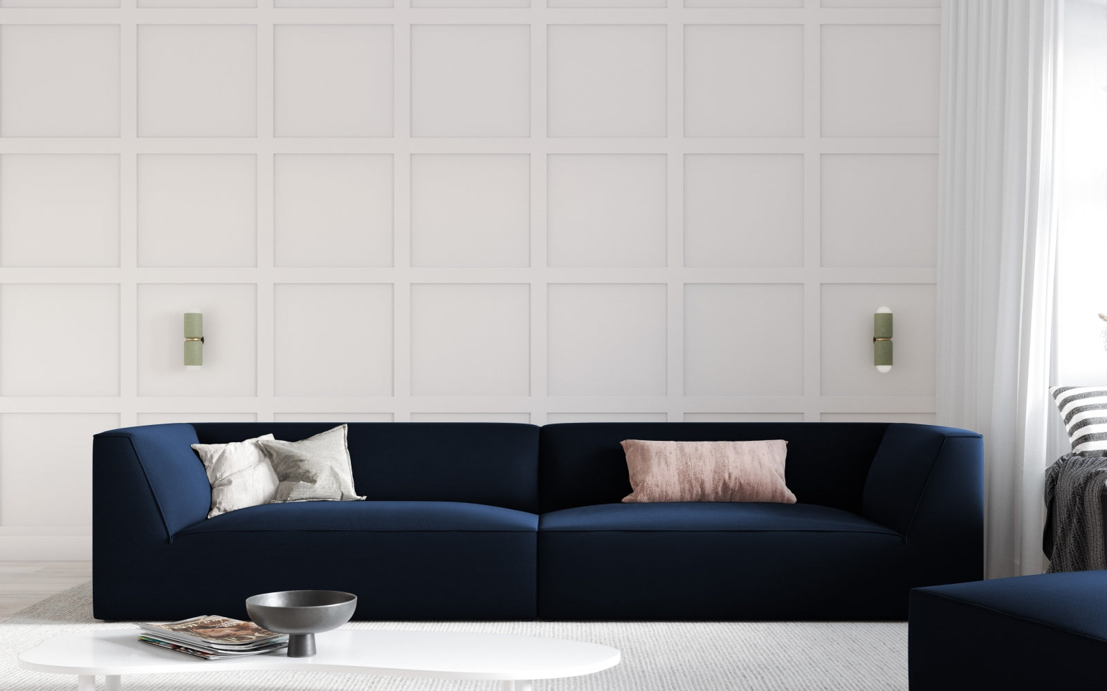Elegantes Ruby Velour Sofa in tiefem Rot, ideal für stilvolle Wohnzimmer. Komfortables 4-Sitzer-Design von Micadoni.