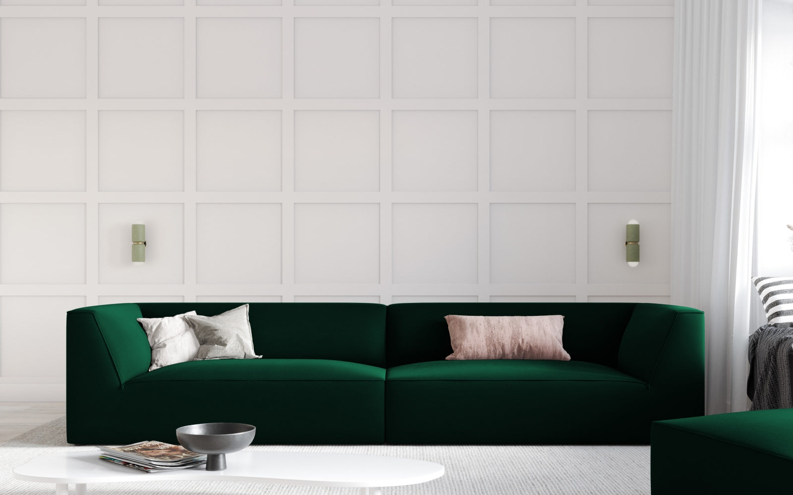 Elegantes Ruby Velour Sofa in tiefem Rot, ideal für stilvolle Wohnzimmer. Komfortables 4-Sitzer-Design von Micadoni.