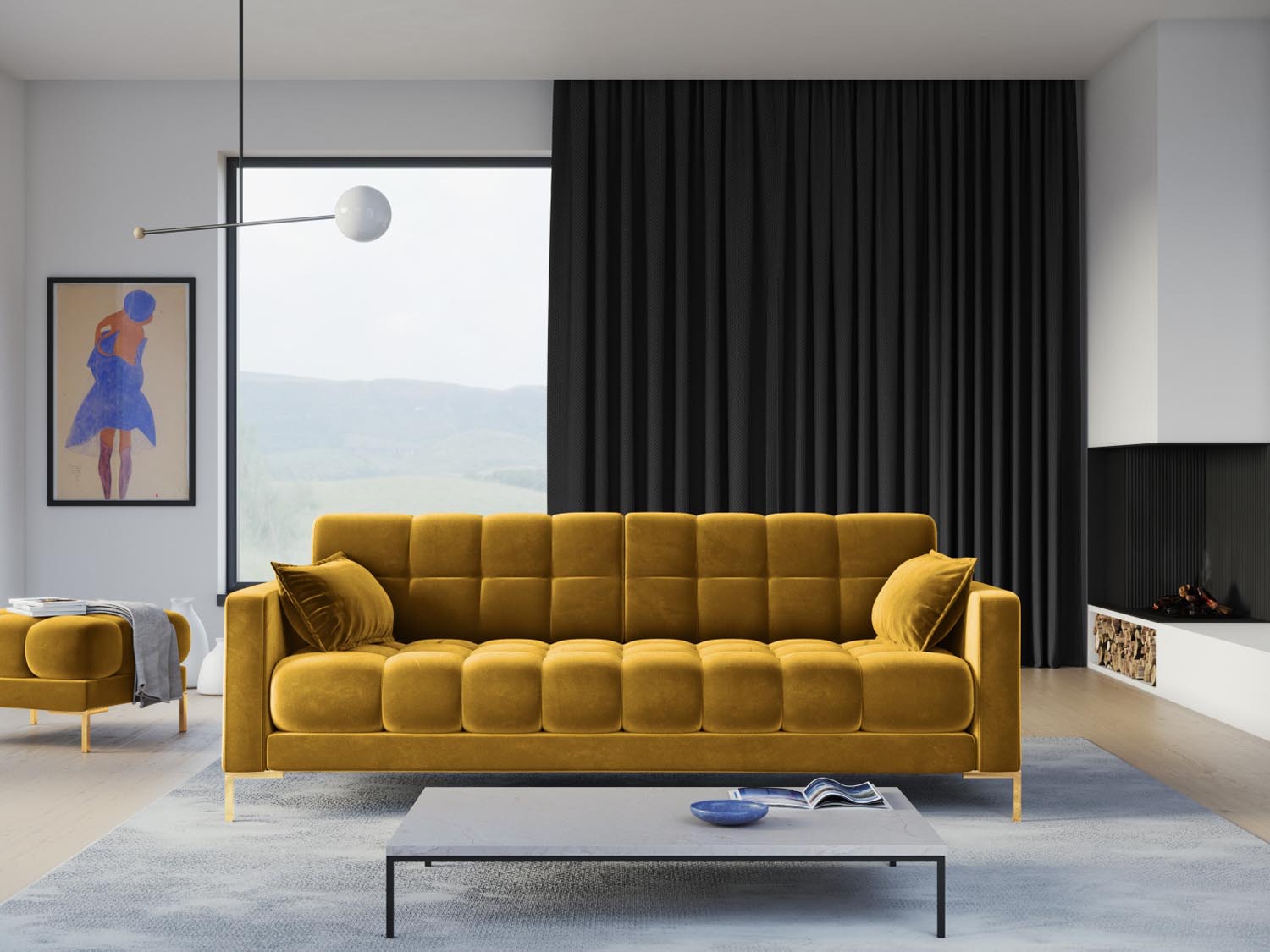 Entdecken Sie das stilvolle Mamaia Velour Sofa 4 Sitzer von Micadoni – der perfekte Komfort für Ihr Zuhause in edlem Design.