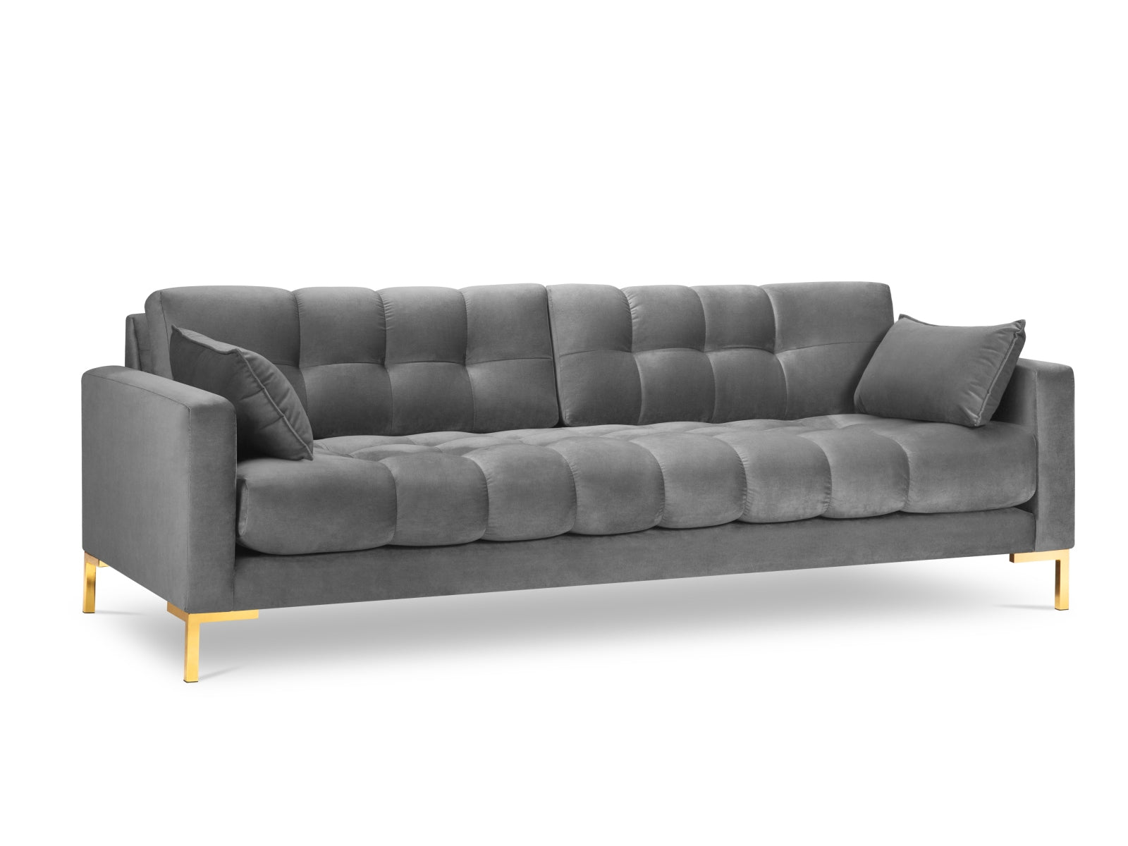 Mamaia Velour Sofa 4 Sitzer in Light Grey/Gold präsentiert im Onlineshop von KAQTU Design AG. 4er Sofa ist von Micadoni