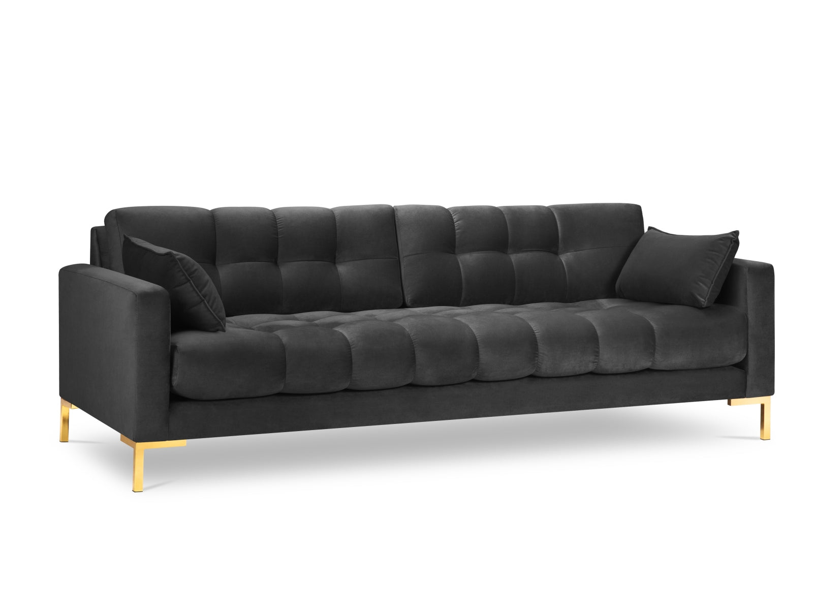 Mamaia Velour Sofa 4 Sitzer in Dark Grey/Gold präsentiert im Onlineshop von KAQTU Design AG. 4er Sofa ist von Micadoni