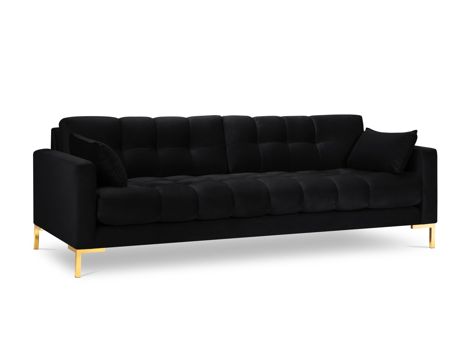 Mamaia Velour Sofa 4 Sitzer in Black/Gold präsentiert im Onlineshop von KAQTU Design AG. 4er Sofa ist von Micadoni