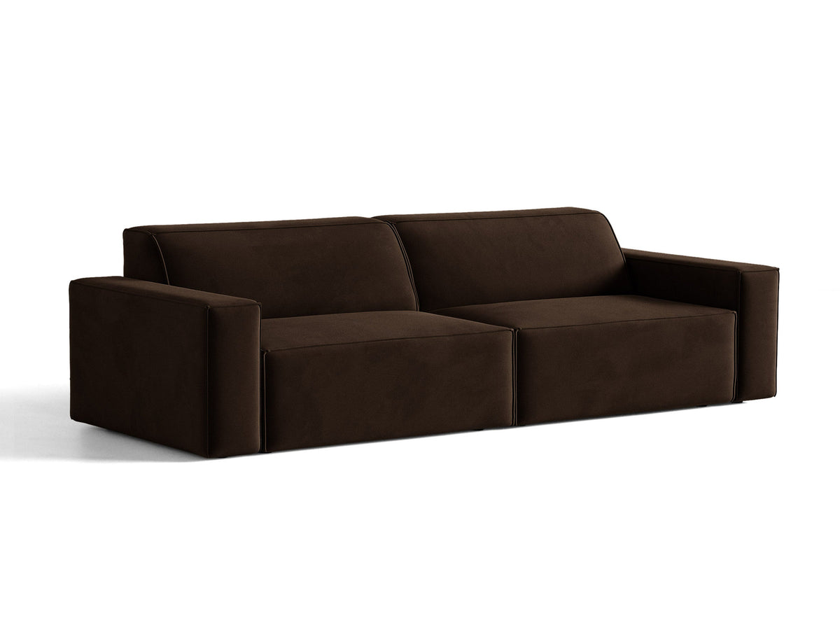 Jodie Velour modulares Sofa 4 Sitzer in Dark Brown-Bluvel präsentiert im Onlineshop von KAQTU Design AG. 4er Sofa ist von Micadoni