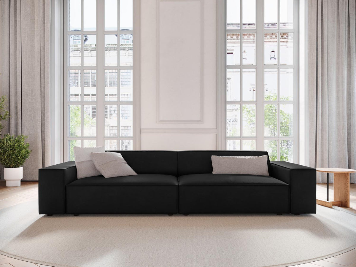 Jodie Velour modulares Sofa 4 Sitzer in Black-Bluvel präsentiert im Onlineshop von KAQTU Design AG. 3er Sofa ist von Micadoni