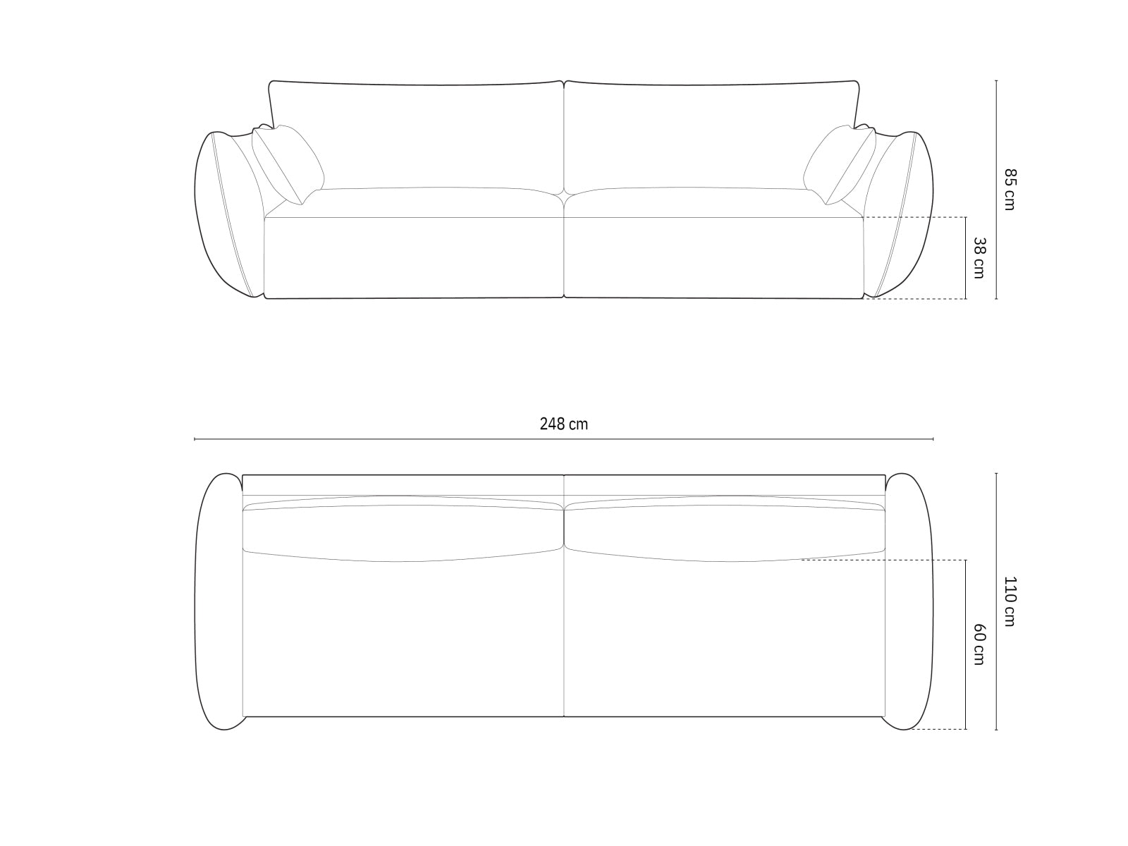 Stilvolles Kaelle 4-Sitzer Sofa in zartem Beige-Bluvel, perfekt für gemütliche Abende und modernes Wohndesign von Micadoni.