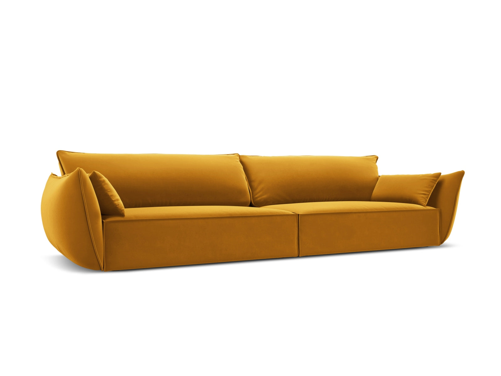 Elegantes Kaelle 4-Sitzer Sofa in Yellow-Bluvel, ideal für stilvolle Wohnräume, erhältlich bei KAQTU Design AG.