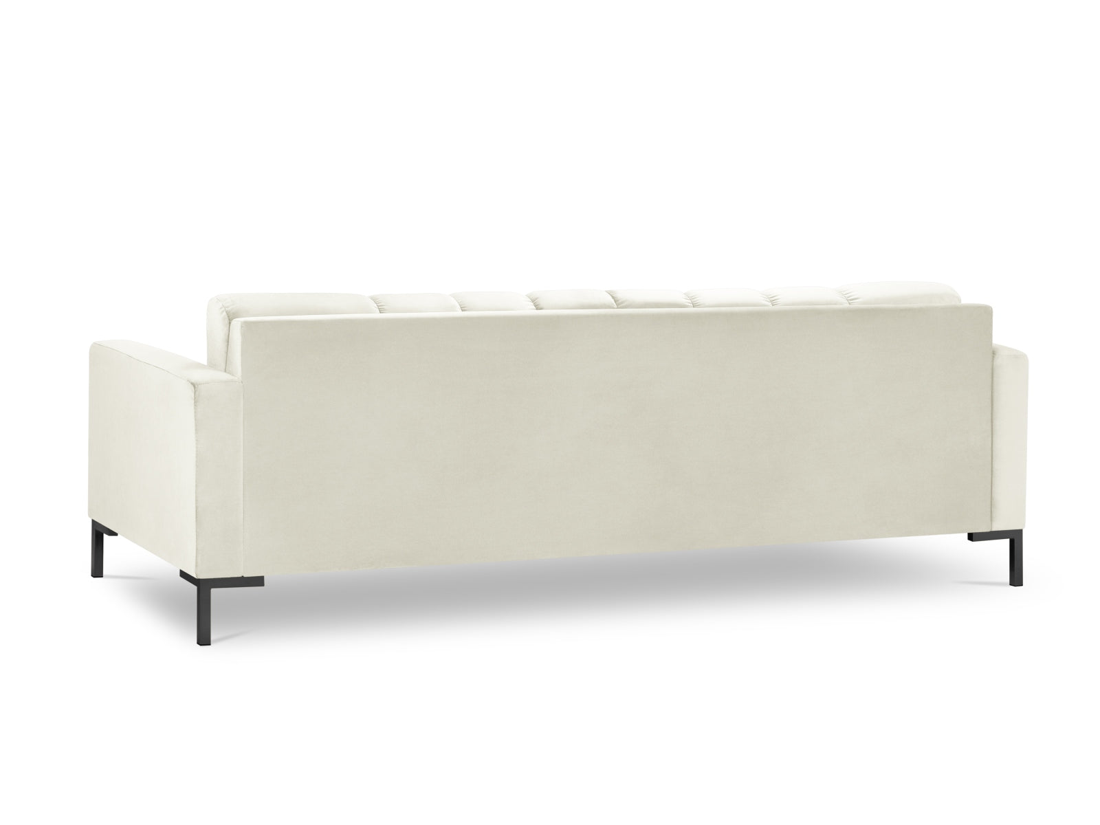 Elegantes Mamaia Velour Sofa für 4 Personen in zeitlosen Beige- und Schwarzfarben, ideal für gemütliche Abende und stilvolle Einrichtung.