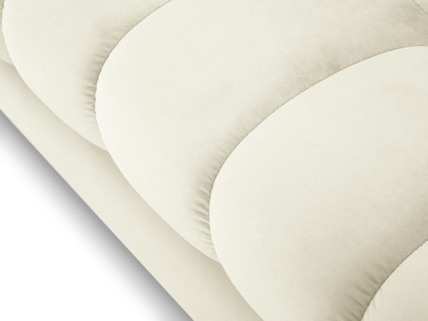 Stilvolles 4-Sitzer Sofa Mamaia aus Velours in Beige und Schwarz, perfekt für entspannte Stunden und modernes Wohndesign.