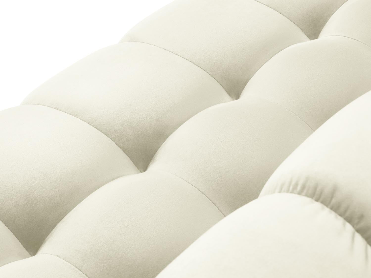 Stilvolles Mamaia Velour Sofa für 4 Personen in warmen Beige- und Schwarzfarben, perfekt für modernes Wohndesign und entspannte Stunden.