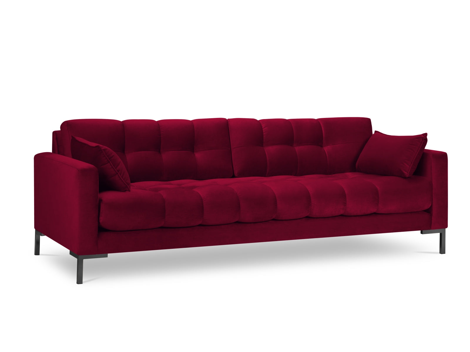 Mamaia Velour Sofa 4 Sitzer in Red/Schwarz-Bluvel präsentiert im Onlineshop von KAQTU Design AG. 4er Sofa ist von Micadoni