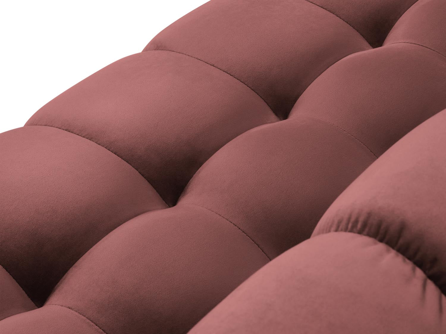 Stilvolles 4-Sitzer Sofa Mamaia aus weichem Velours, in ansprechendem Pink und Schwarz, perfekt für moderne Wohnkonzepte.
