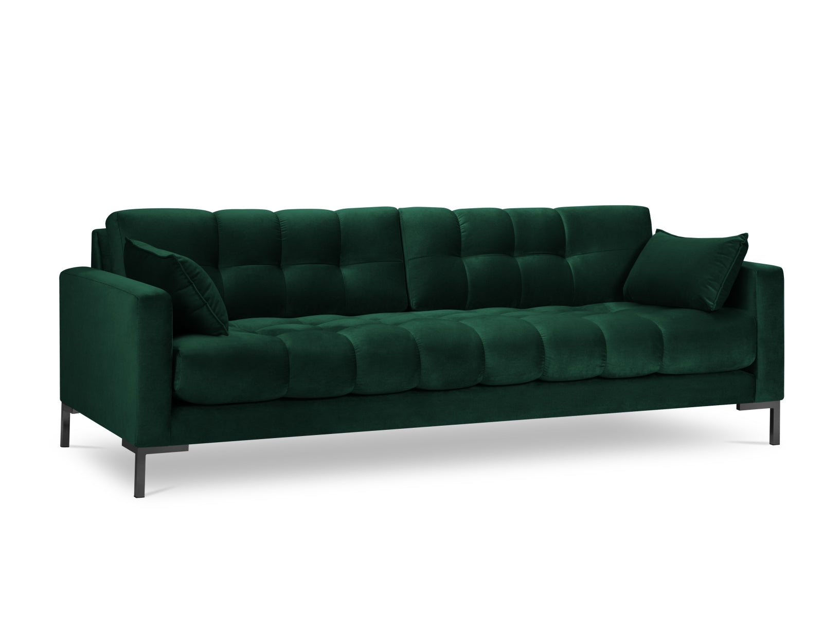 Mamaia Velour Sofa 4 Sitzer in Bottle Green/Schwarz-Bluvel präsentiert im Onlineshop von KAQTU Design AG. 4er Sofa ist von Micadoni