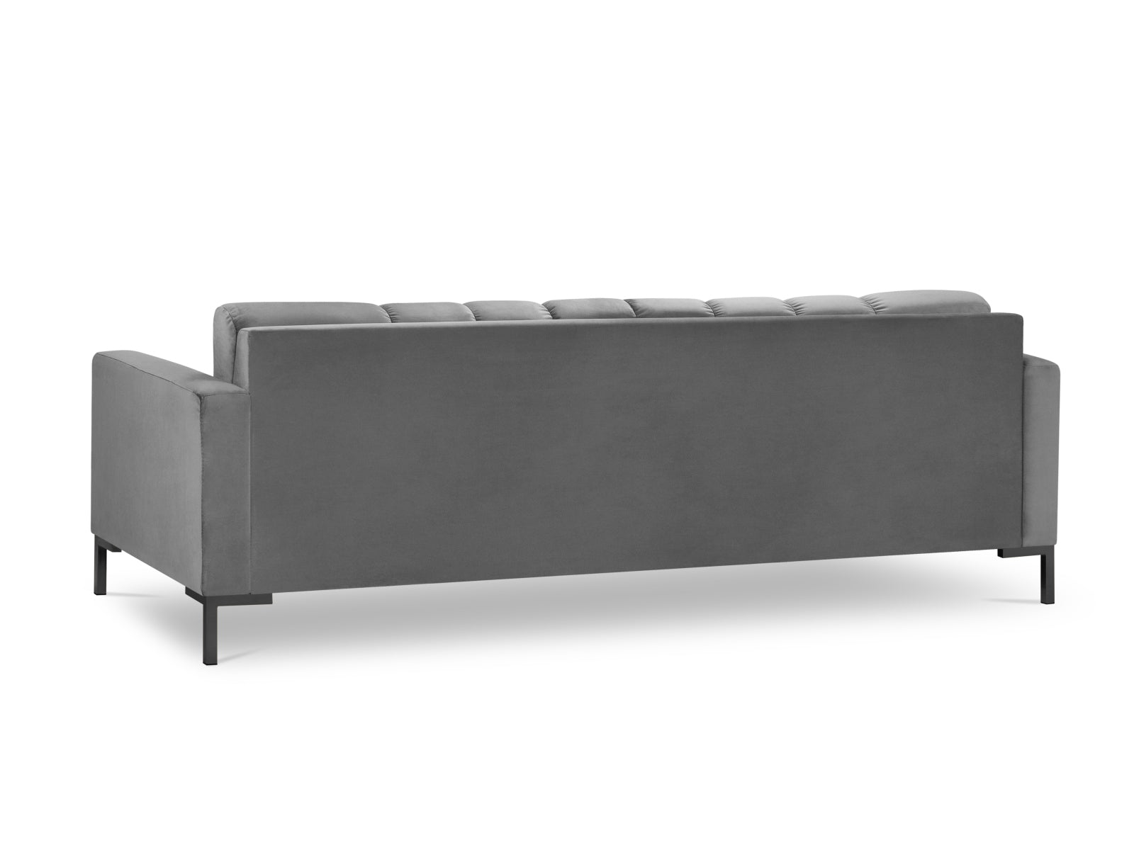 Elegantes Mamaia Velour Sofa für 4 Personen in Grau und Schwarz-Bluvel, ideal für gemütliche Abende und stilvolle Einrichtung.