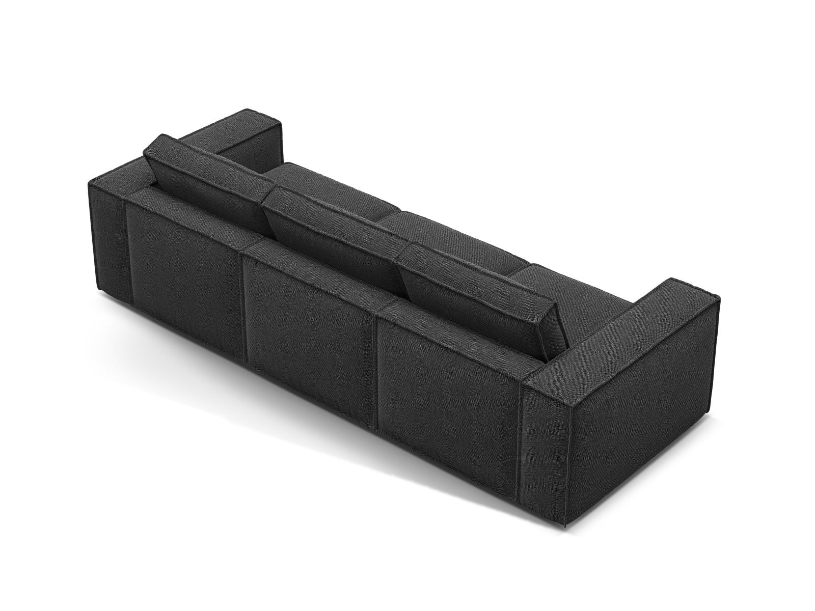 Elegantes 4-Sitzer Sofa Pola in Schwarz, ideal für moderne Wohnräume und kreative Einrichtungslösungen.