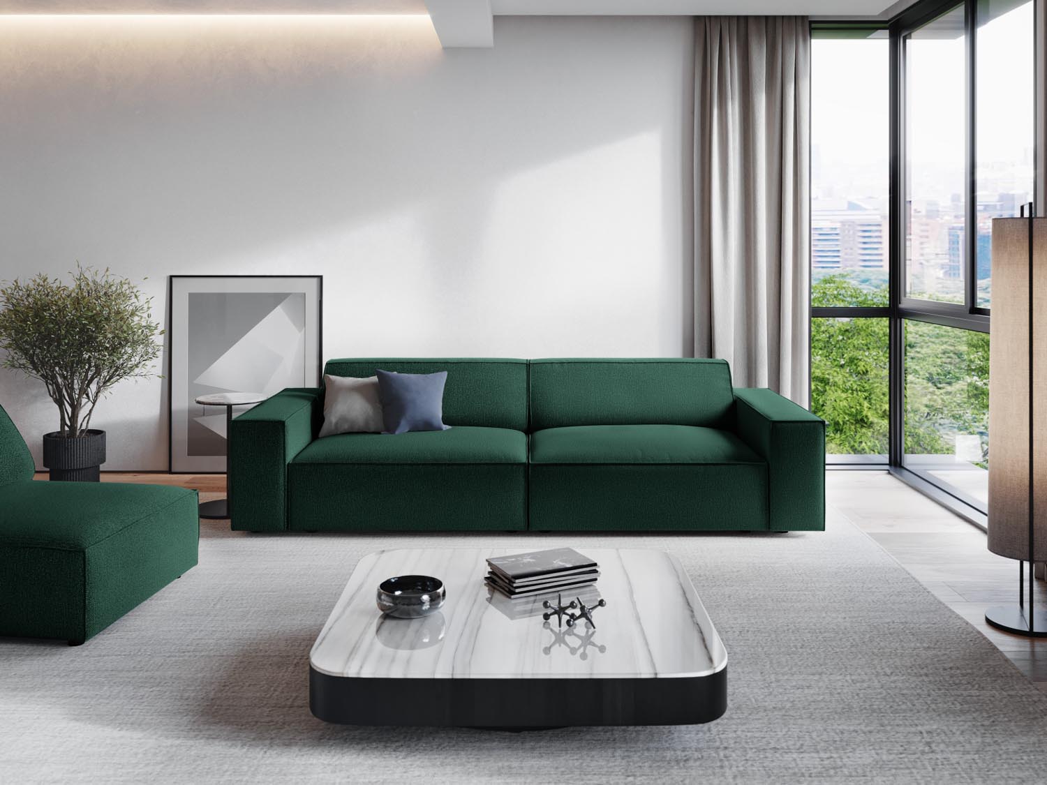 Elegantes Jodie 4-Sitzer Sofa in stilvollem Grün, ideal für moderne Wohnräume, präsentiert von Micadoni.