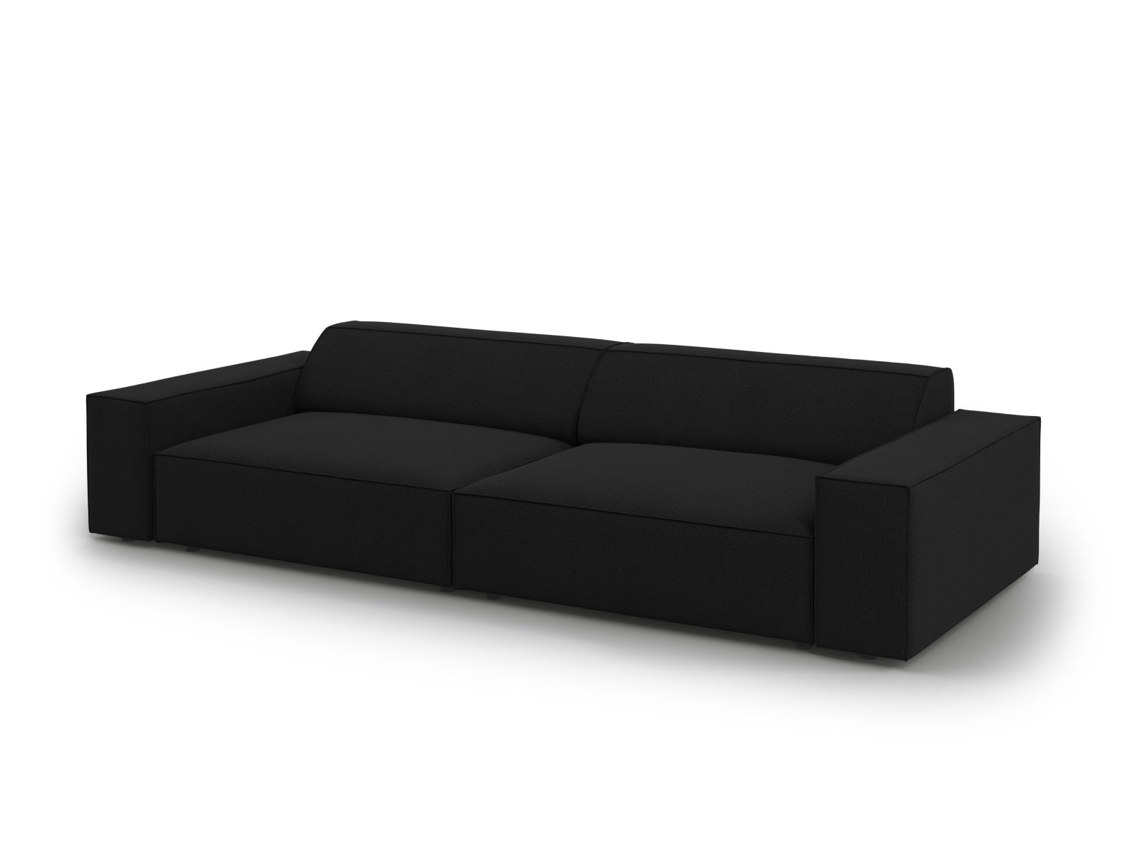 Elegantes Jodie 4-Sitzer Sofa in zeitlosem Schwarz, ideal für gemütliche Abende und stilvolle Einrichtung in jedem Wohnzimmer.