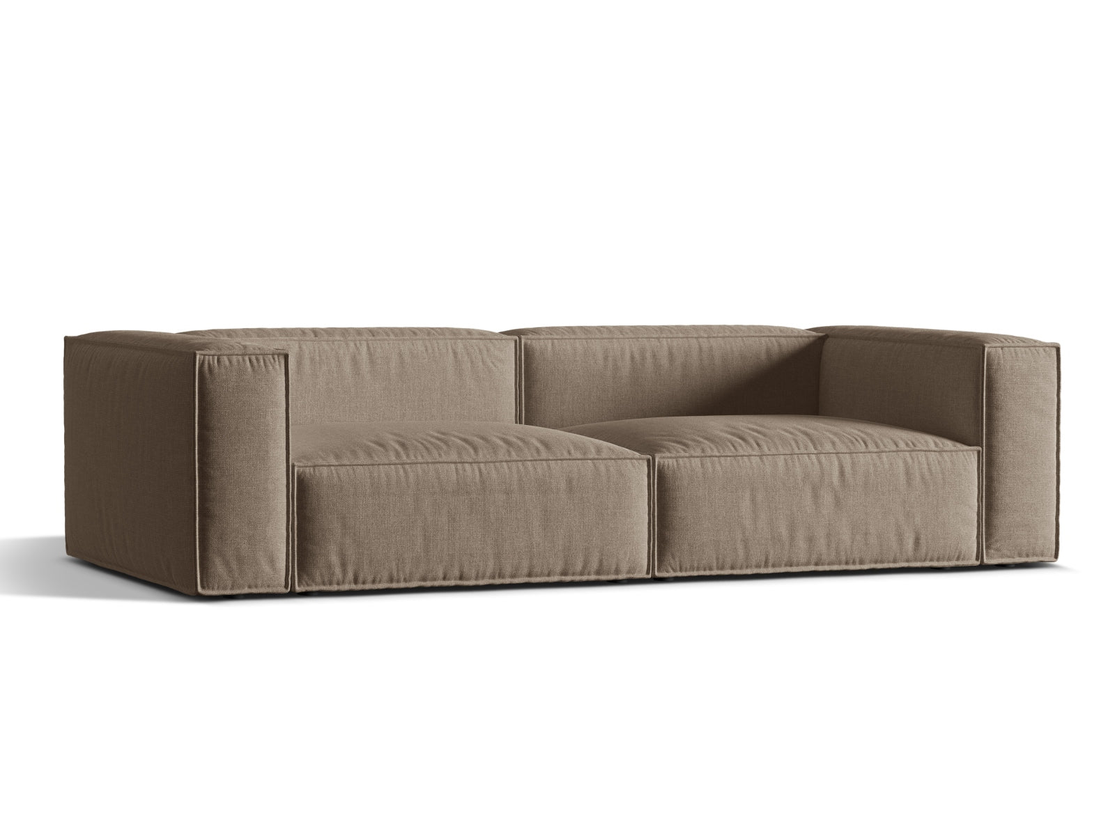 Elegantes 5-Sitzer Sofa Nuria in stilvollem Cappuccino-Liberty, ideal für moderne Wohnräume, erhältlich bei KAQTU Design AG.