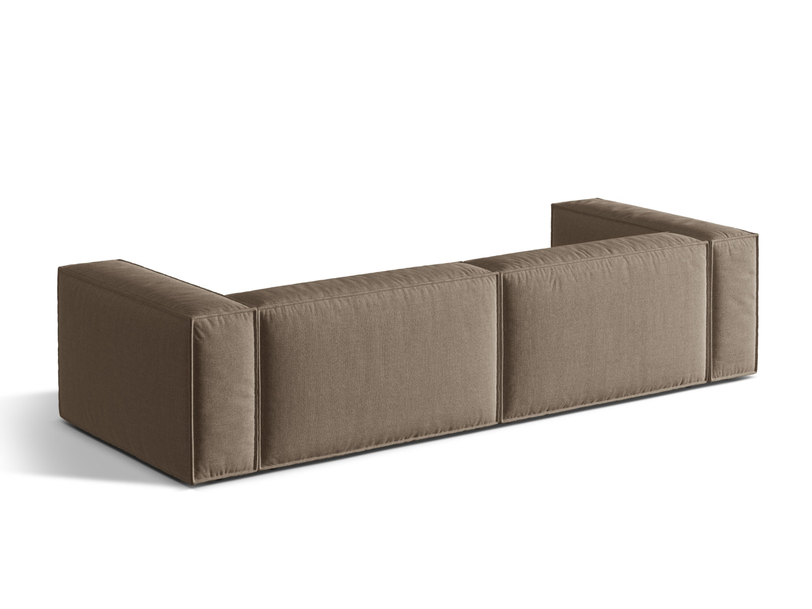 Elegantes 5-Sitzer Sofa Nuria in luxuriösem Cappuccino-Liberty, ideal für moderne Wohnräume und gesellige Stunden mit Freunden.