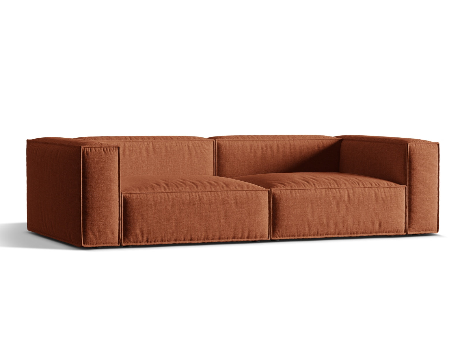 Elegantes 5-Sitzer Sofa Nuria in warmem Brick-Liberty, ideal für stilvolle Wohnräume. Hochwertige Verarbeitung von Micadoni.
