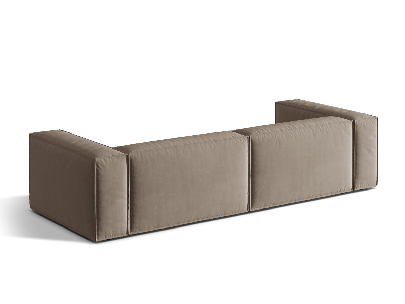 Modernes 5-Sitzer Velour Sofa Nuria in sanftem Grau, perfekt für entspannte Stunden und stilvolle Einrichtungsideen.