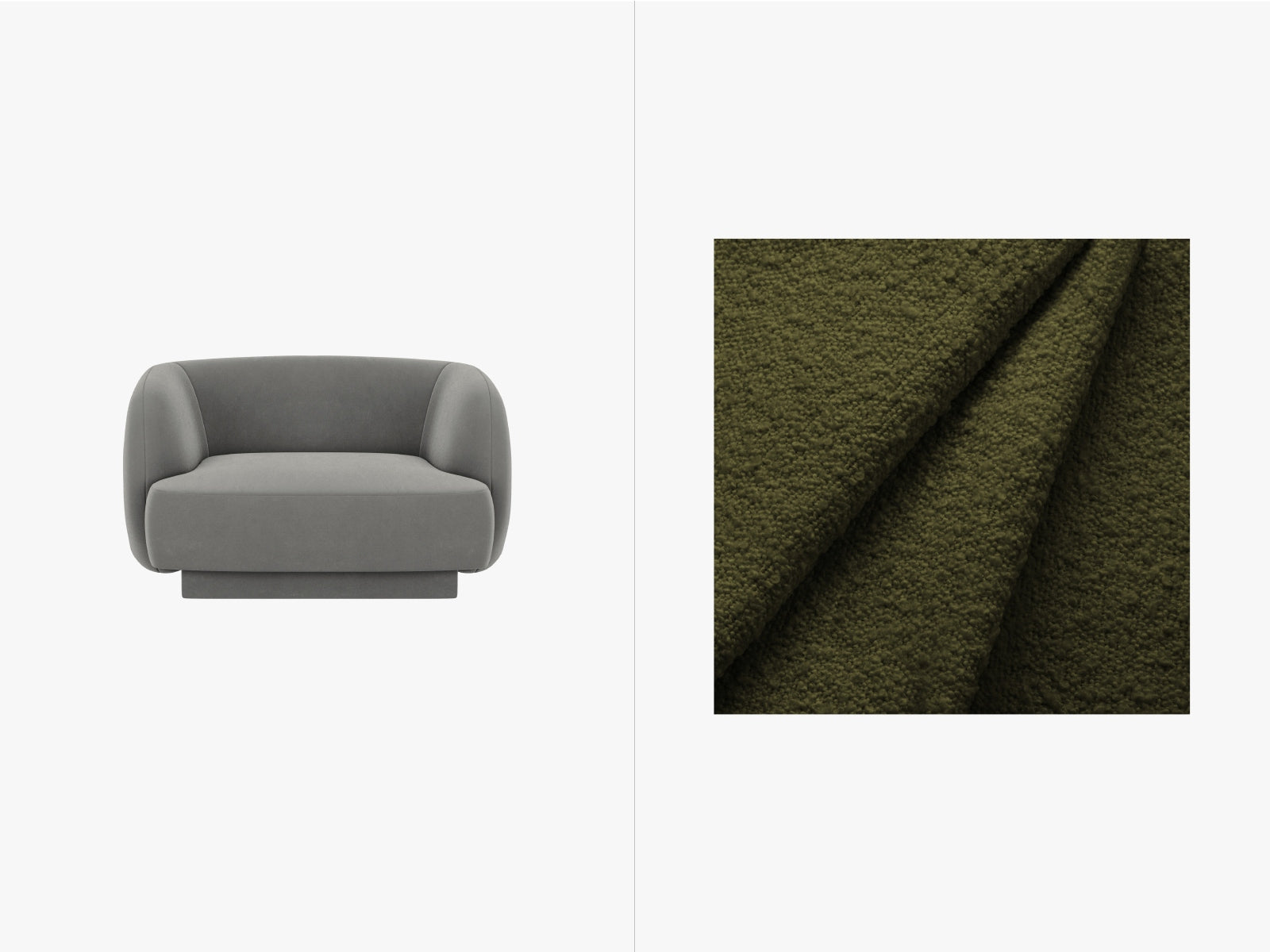 Miley Boucle Sessel 1 Sitz in Dark Olive Green präsentiert im Onlineshop von KAQTU Design AG. Sessel ist von Micadoni