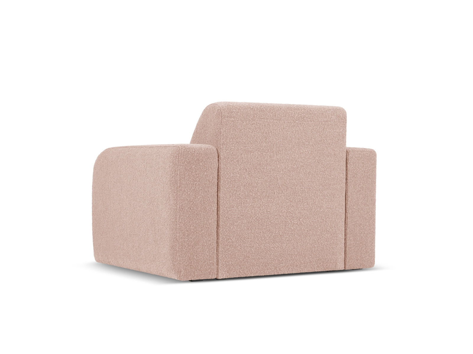 Stilvoller Sessel Molino Boucle in zartem Powder Pink, perfekt für moderne Interiors. Hochwertige Materialien und elegantes Design von Micadoni.