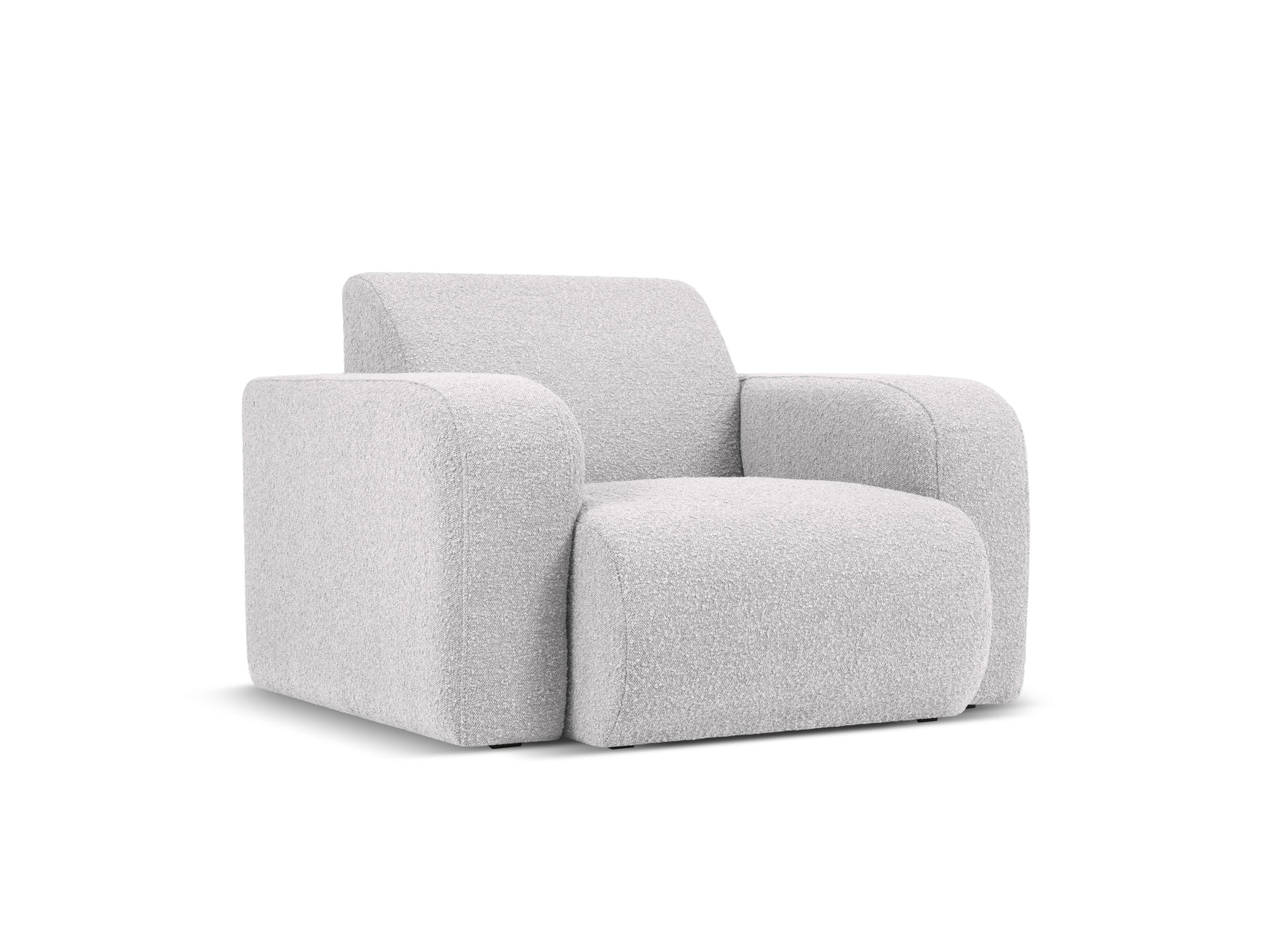 Eleganter Molino Boucle Sessel in hellem Grau, ideal für stilvolle Wohnräume. Bequemer Einzelsessel von Micadoni.
