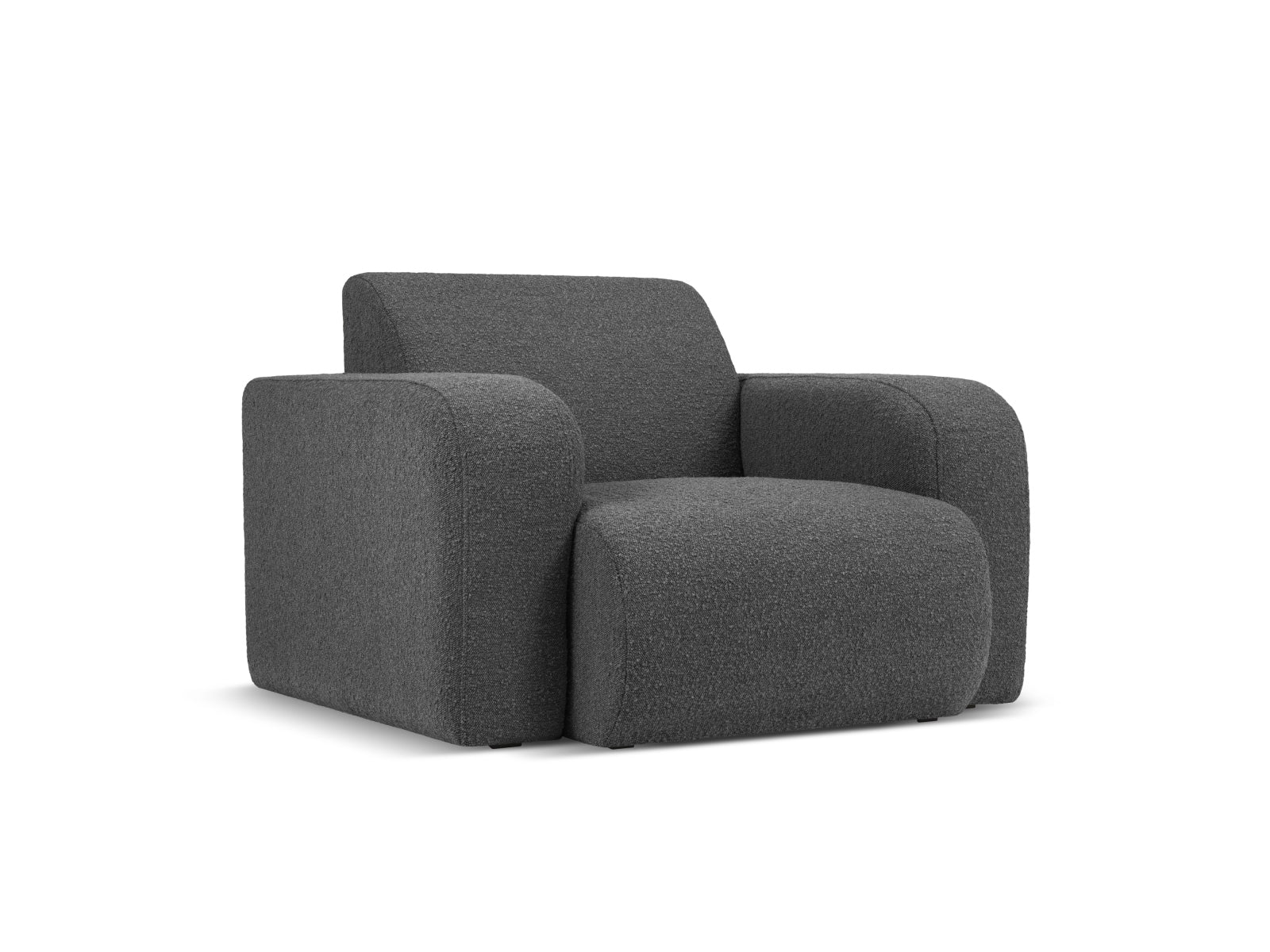 Eleganter Molino Boucle Sessel in Dunkelgrau, ideal für stilvolle Wohnräume. Hochwertige Verarbeitung und modernes Design von Micadoni.