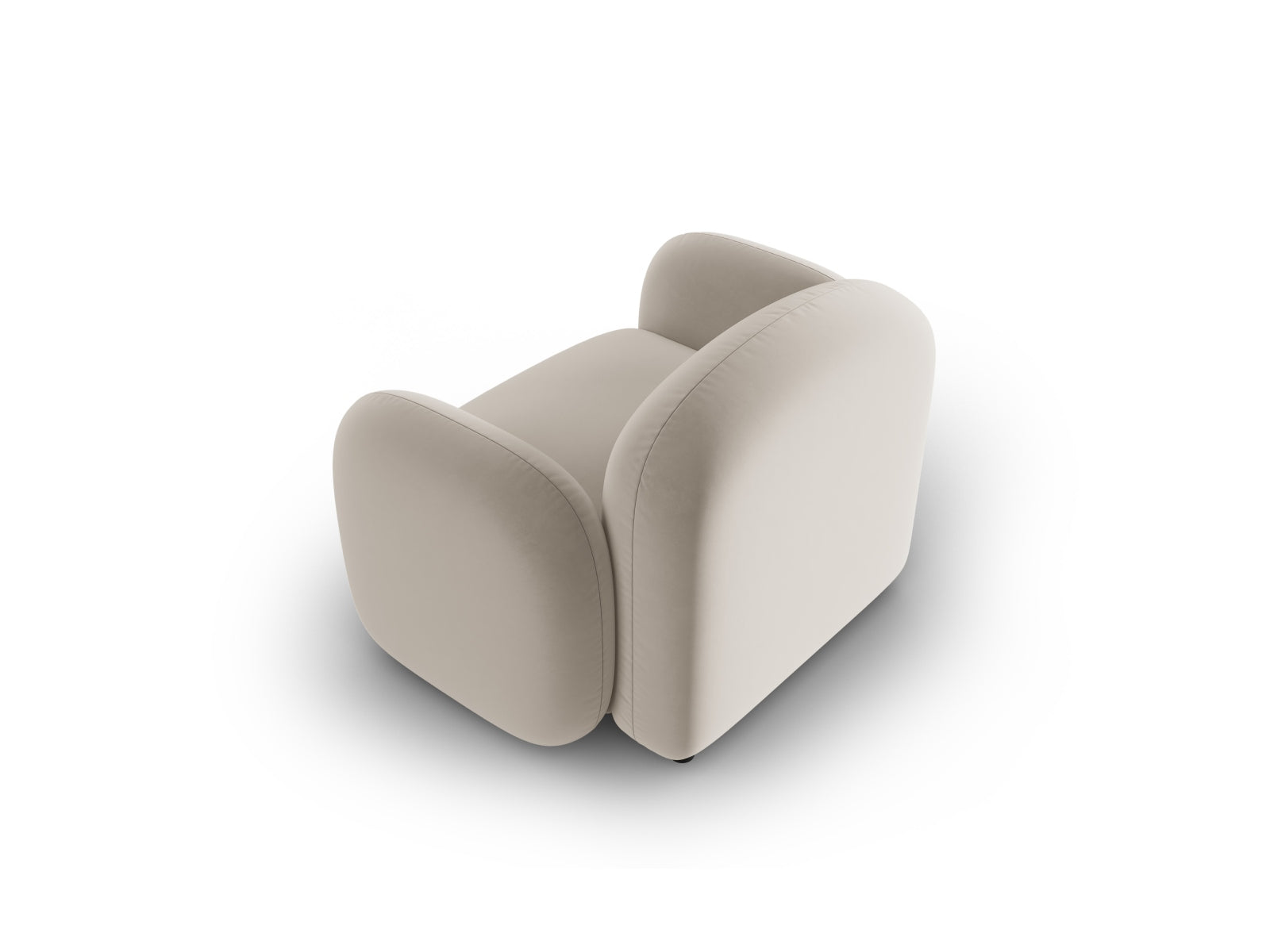 Stilvoller 1-Sitzer Sessel Blair aus Velours in Ecru, perfekt für moderne Interiors. Hochwertige Materialien und elegantes Design von Micadoni.