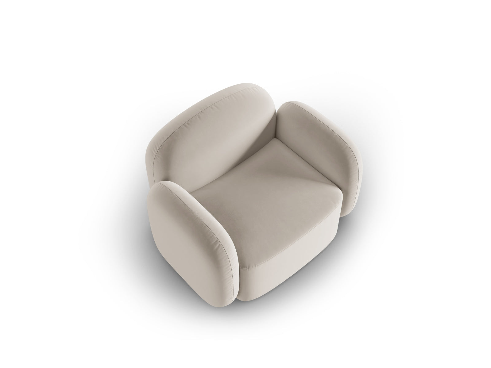 Eleganter Velours-Sessel Blair in Ecru, ideal für stilvolle Wohnräume. Hochwertige Verarbeitung und modernes Design von Micadoni.