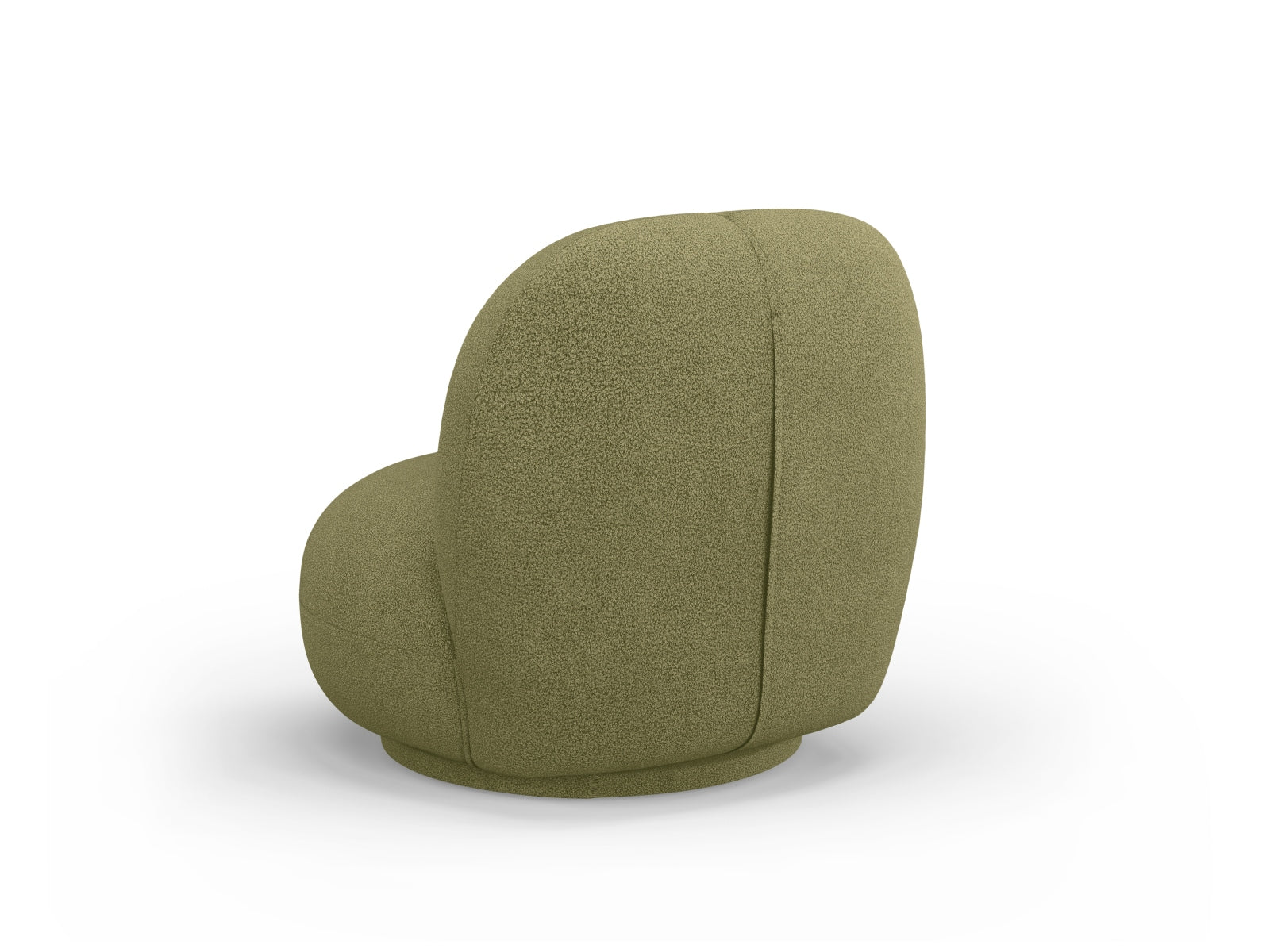 Eleganter Chuck Swivel Boucle Armchair in sanften Grüntönen, ideal für entspannte Stunden und geschmackvolle Wohnräume.