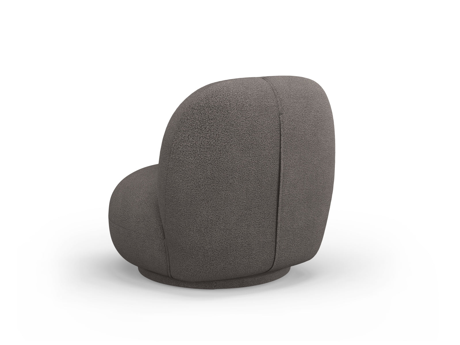 Eleganter Chuck Swivel Boucle Armchair in sanftem Grauton, ideal für gemütliche Leseecken und modernes Wohndesign.