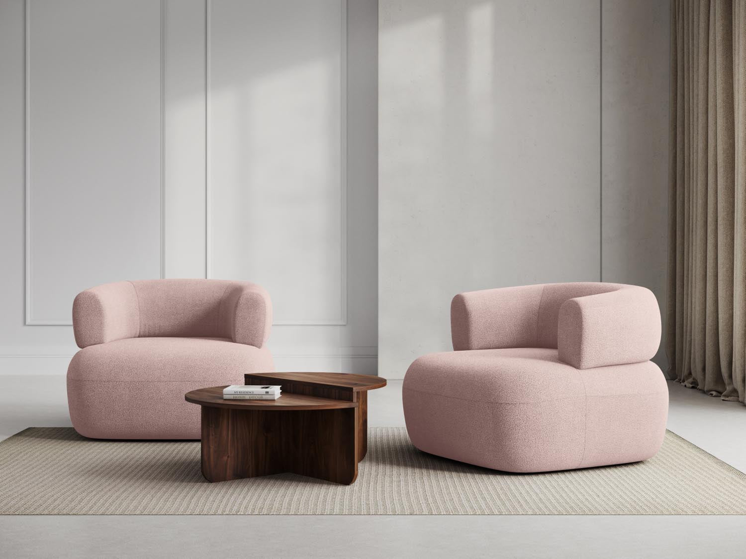 Eleganter Jenny Sessel in sanftem Powder Pink, ideal für stilvolle Wohnräume. Hochwertige Verarbeitung von Micadoni.